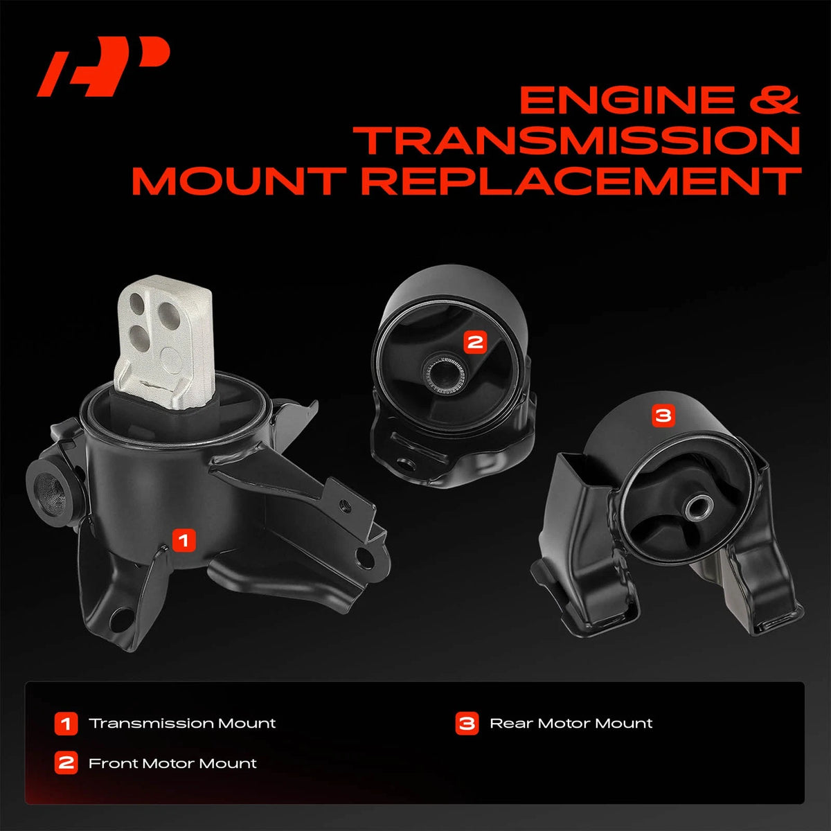 3X Engine Motor & Trans. Mount for Hyundai Elantra (2007–2011) 219102H150, 219302H000, 219302H050