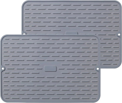 Set of 2 Silicone Dish Drying Mats - Flexible Rubber 15" x 10"