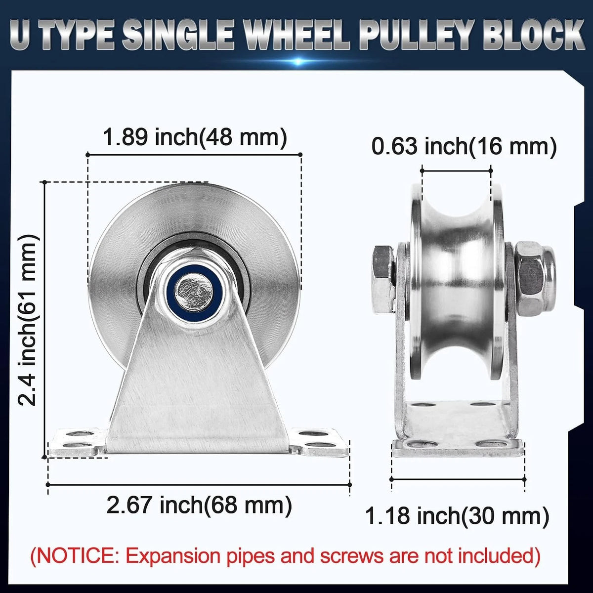 2X Stainless Steel Groove Pulley Wheel System for Gym Equipment