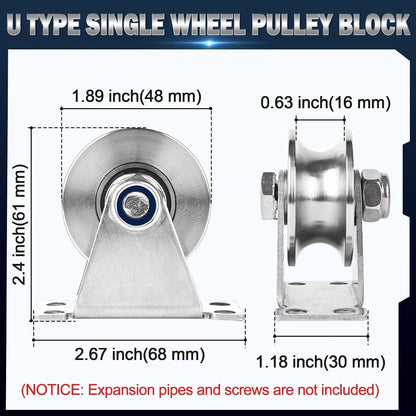 2X Stainless Steel Groove Pulley Wheel System for Gym Equipment