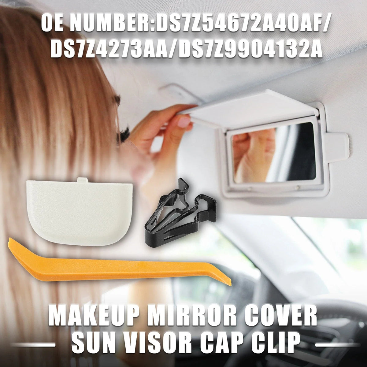 Set of 1 Makeup Mirror Cover Sun Visor Cap Clip for Ford Edge (2015–2023)