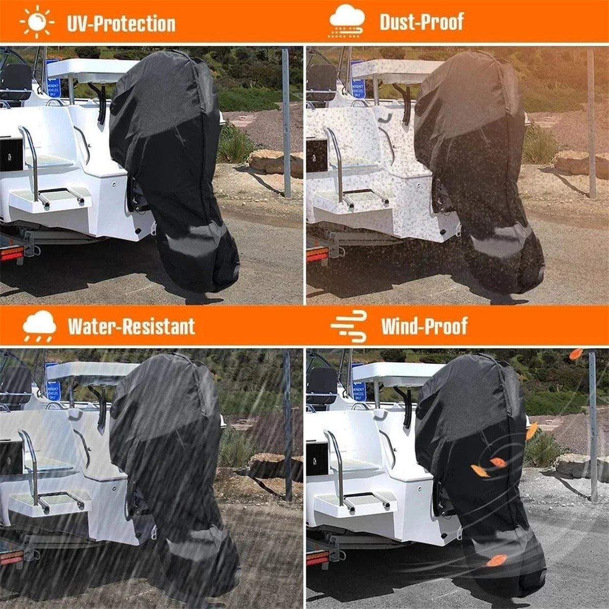 Heavy Duty Canvas Cover for Yamaha Outboard Motor (60-100 hp)