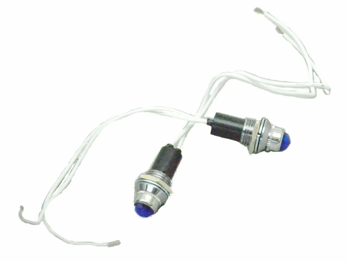 Set of 2 Dash Pilot Light Indicator Control Blue Bulb 3/8" Hole UP#40052