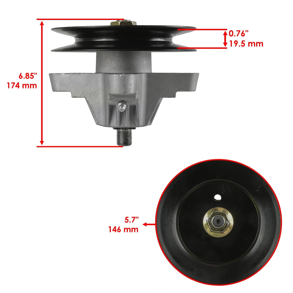 2X Spindle Pulley for MTD Troy-Bilt (SD114A1007)