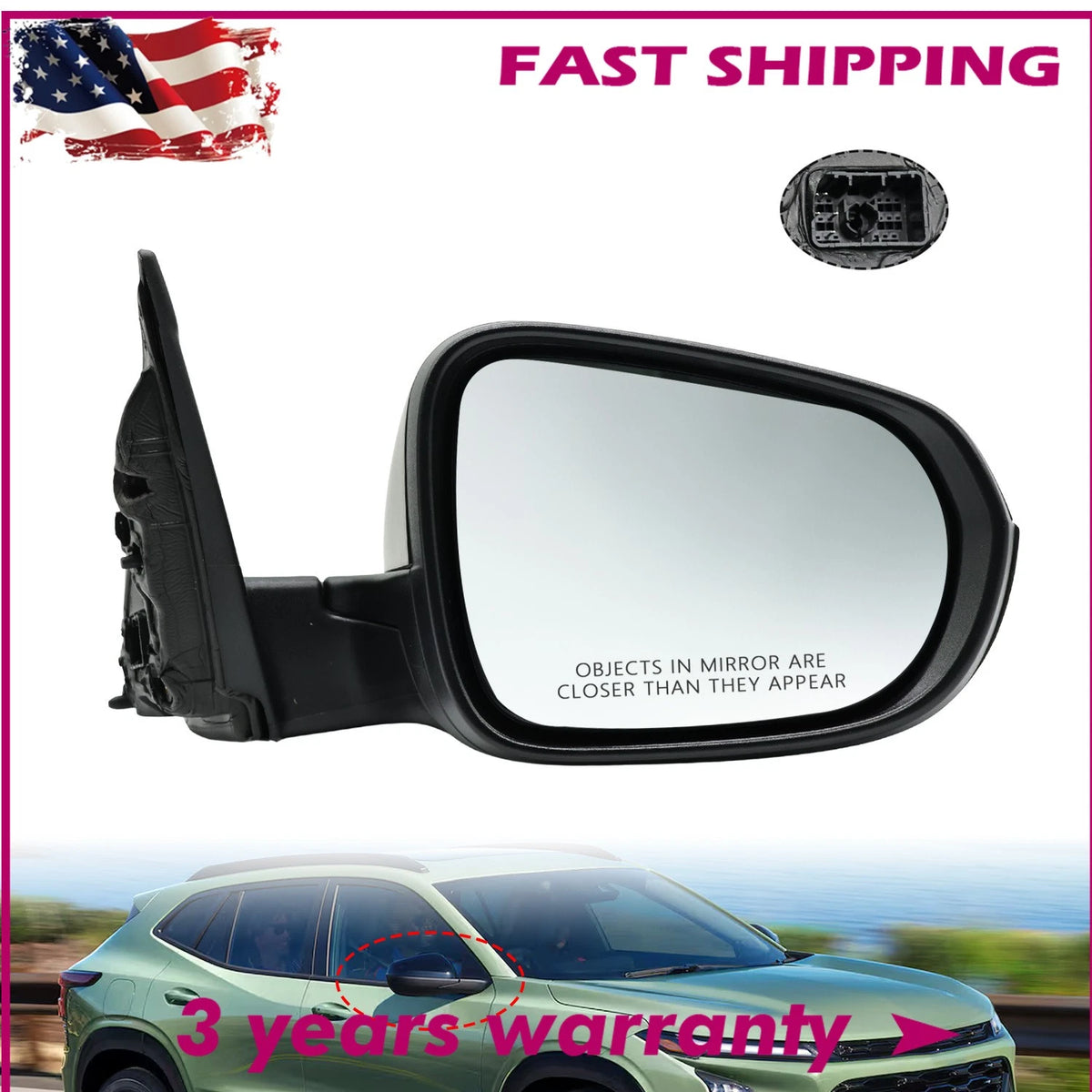 5 Pin Passenger Side Mirror for Chevy Trax (2024–2026) 42794437, 42794431, 42891809, 42891807