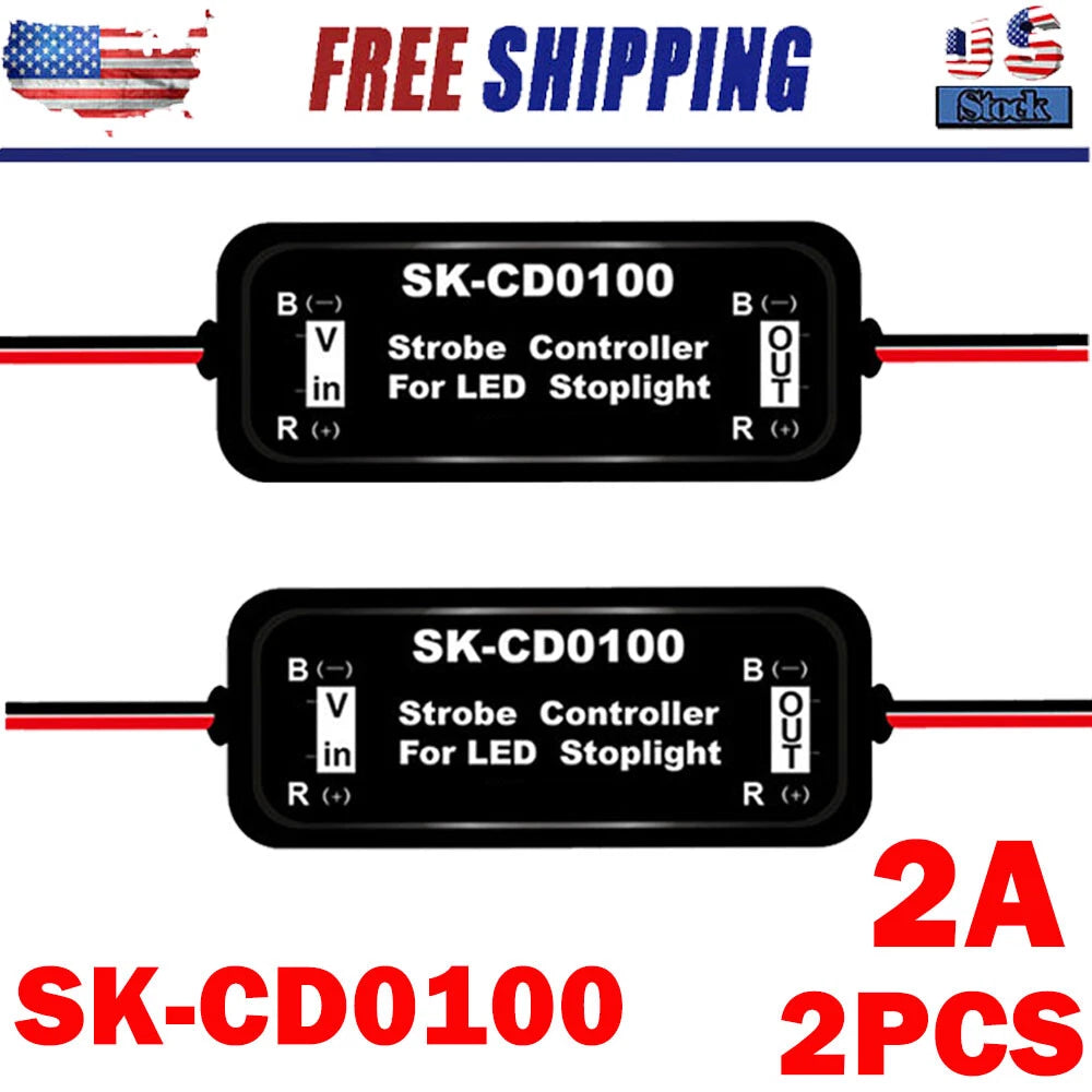 2PC Flash Strobe Controllers for Car LED Brake Stop Light
