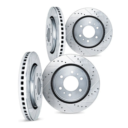 Brake Rotor Set for GMC Envoy (2002–2009) ALX-PAU-DF-7004-48003-CLA4, Drilled & Slotted