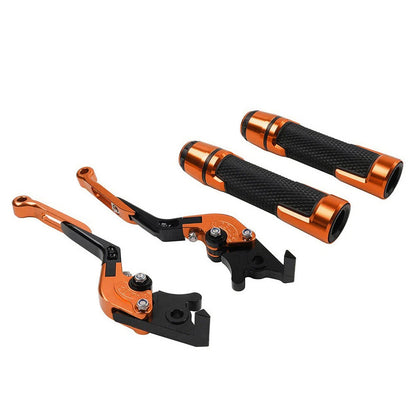 Orange Extendable Brake Clutch Levers & Handlebar Grips for Kawasaki ZX6R