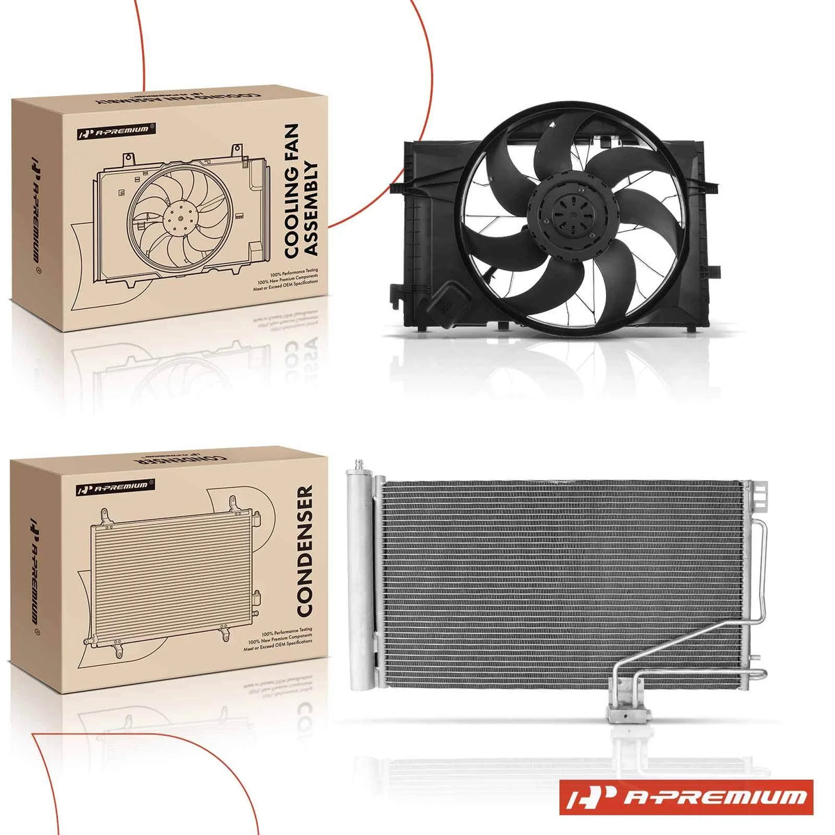 A/C Condenser & Cooling Fan Assembly Kit for Mercedes-Benz C230 CLK320 (2003–2009)