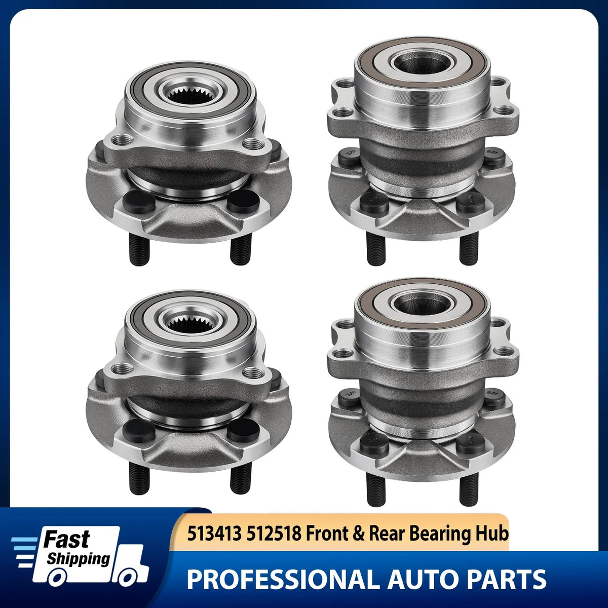 4x Front & Rear Wheel Bearing Hubs for Subaru Forester (2014–2018) & Crosstrek (2016–2021)