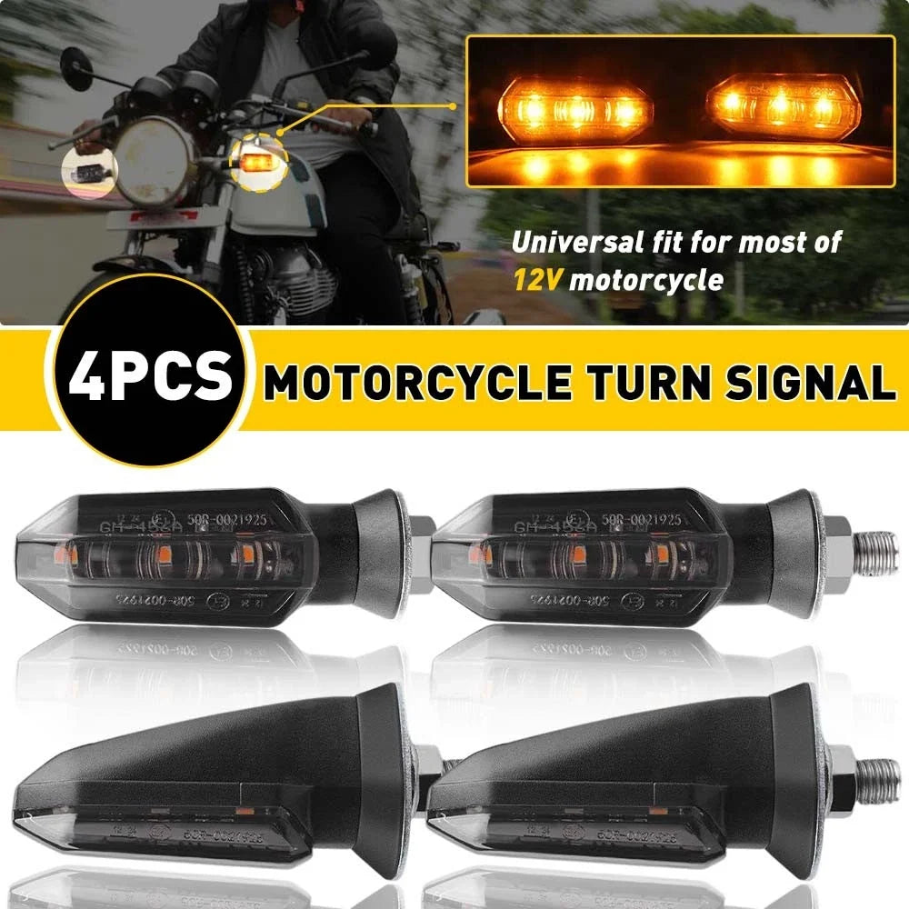 4X Smoke Amber LED Turn Indicator Signal Lights for Motorcycle (DRL)