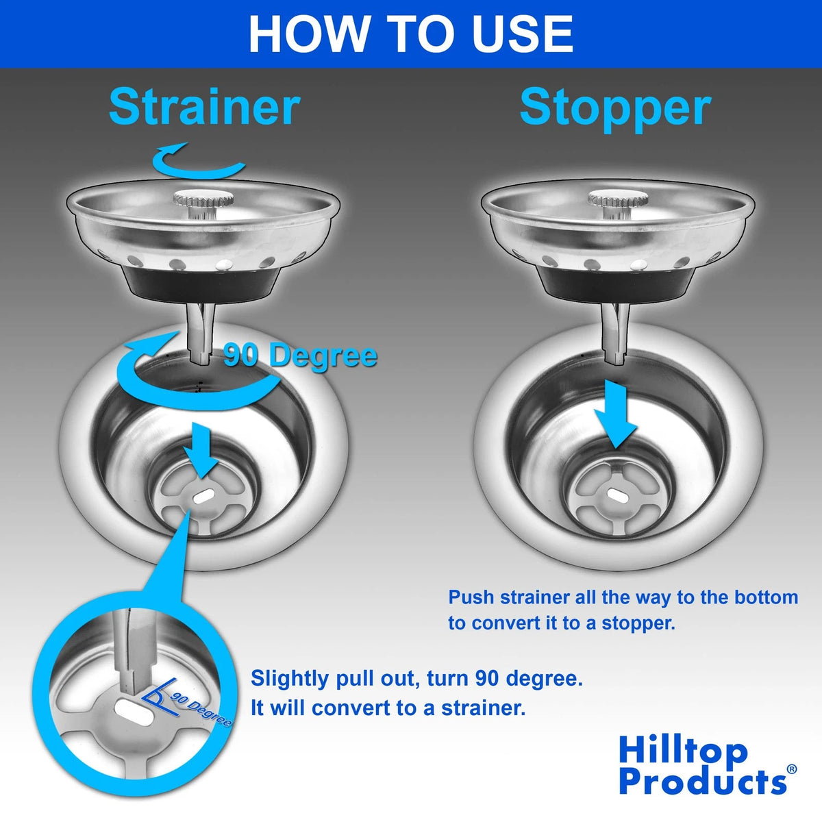 2 Pack Sink Strainer and Stopper Combo Replacement for Kitchen
