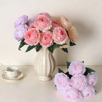 7 Head Silk Peony Bouquet for Wedding Home Office