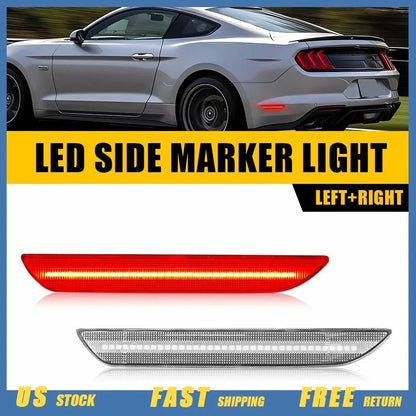 Plug & Play Clear Red LED Rear Bumper Side Marker Light for Ford Mustang (2015–up)