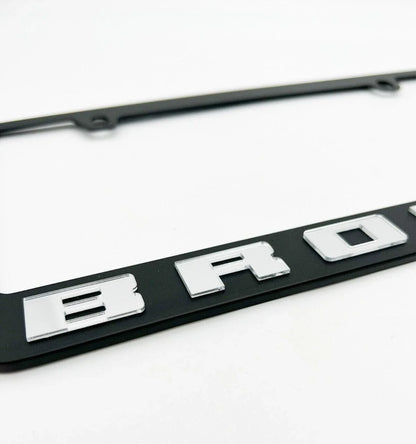 License Plate Frame Premium Stainless Black for Ford Bronco (1966–2024)