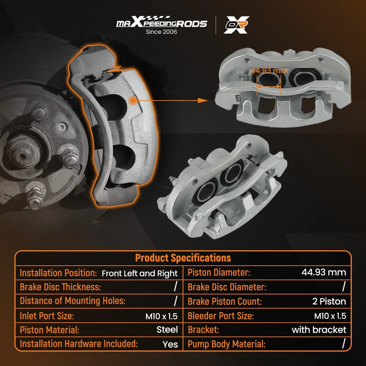 Front Brake Caliper Kit for Buick Lucerne, Impala, Monte Carlo (2006–2011) 18B4988 18B4989