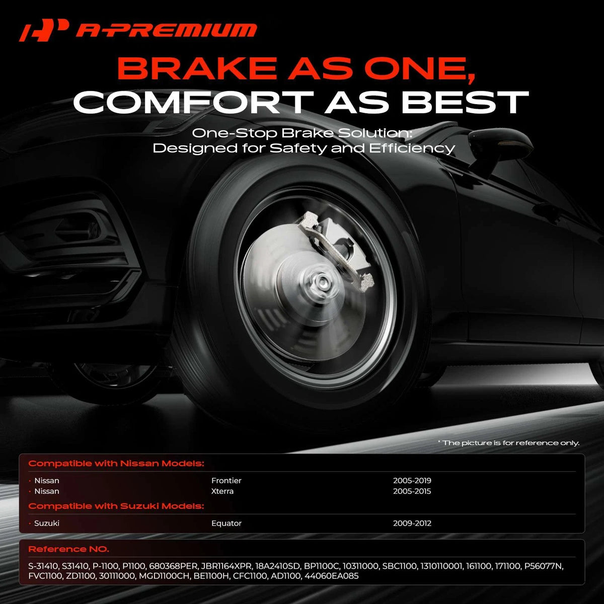 Set of 4 Drilled Brake Rotors & Ceramic Pads for Nissan Frontier (2005–2019) - 680368PER, JBR1164XPR, BP1100C