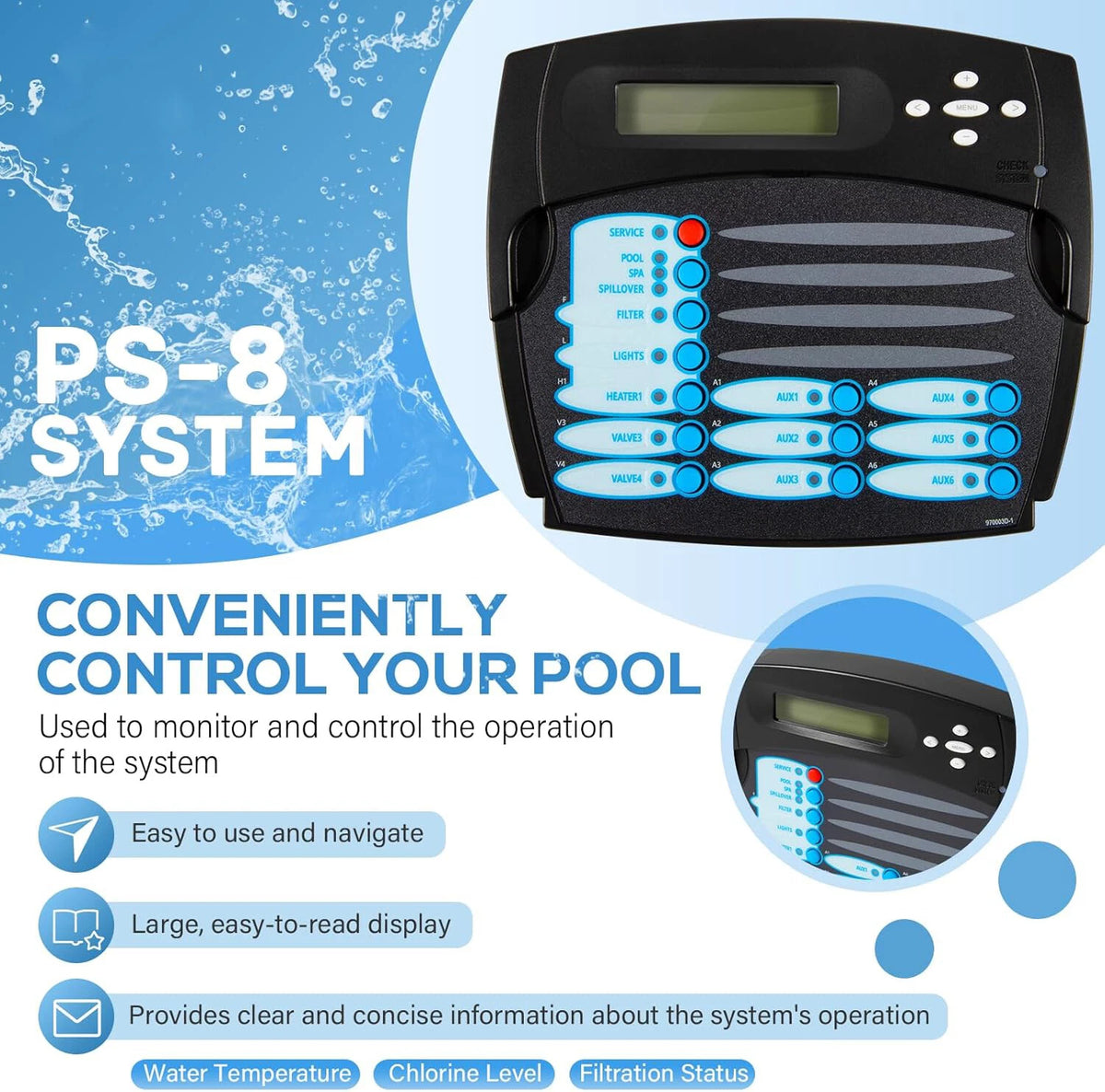 GLX-Local-PS-8 Local Display for Hayward Goldline Aqua Logic