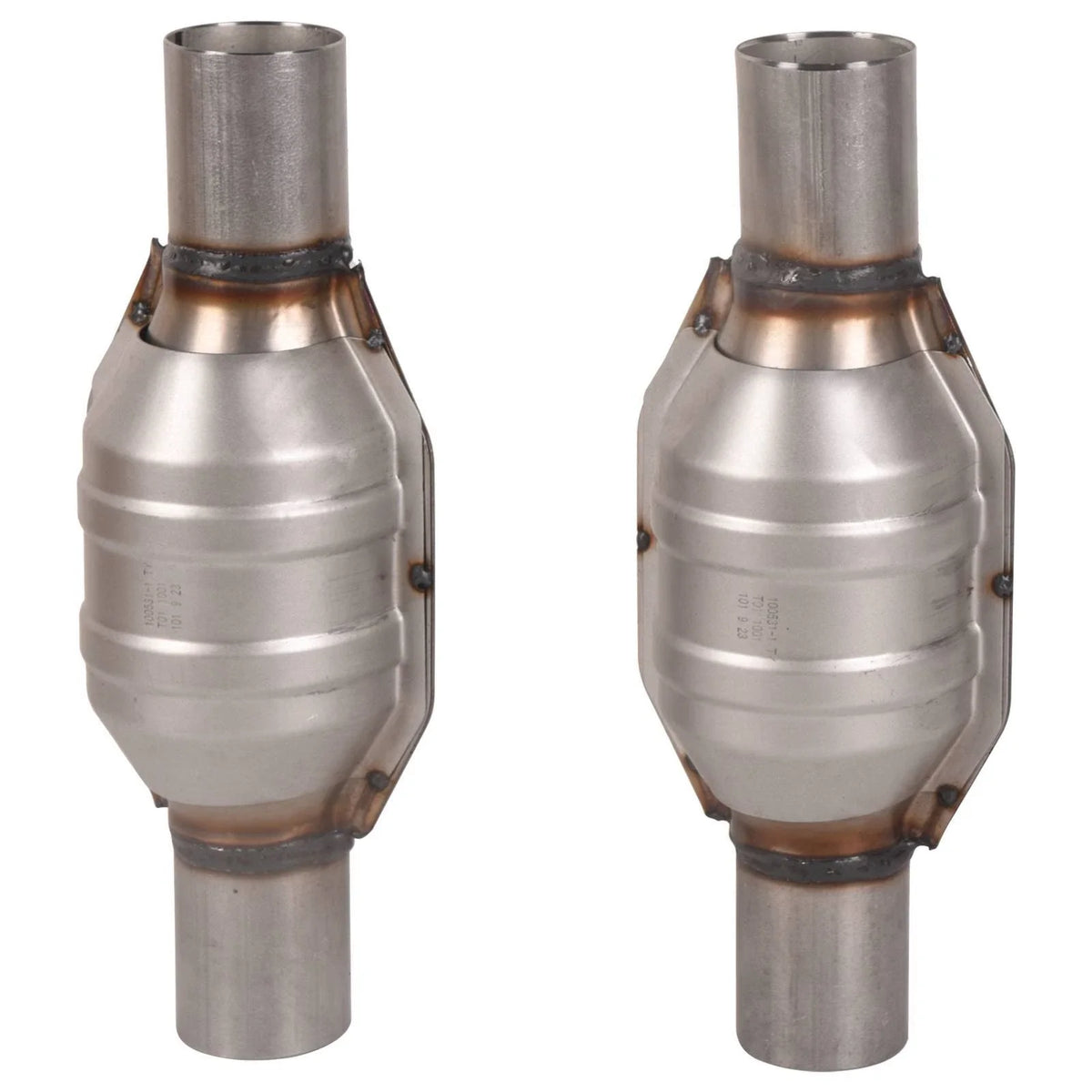 2X 2.25" Inlet/Outlet Catalytic Converter with O2 Port Stainless Steel