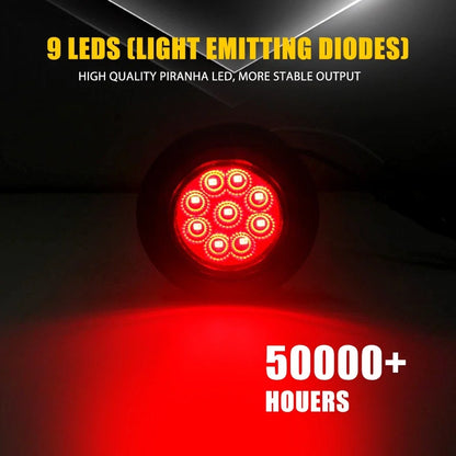 Set of 2 Round 2" LED Side Marker Lights for Truck Trailer (12V)