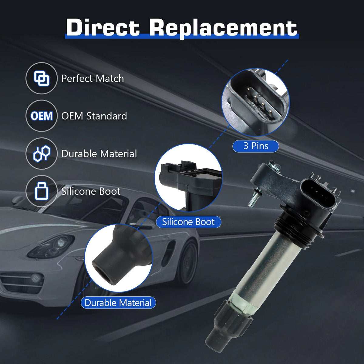 Set of 6 Ignition Coils + 6 Iridium Spark Plugs for Buick Chevrolet V6 3.6L (2007–2016)