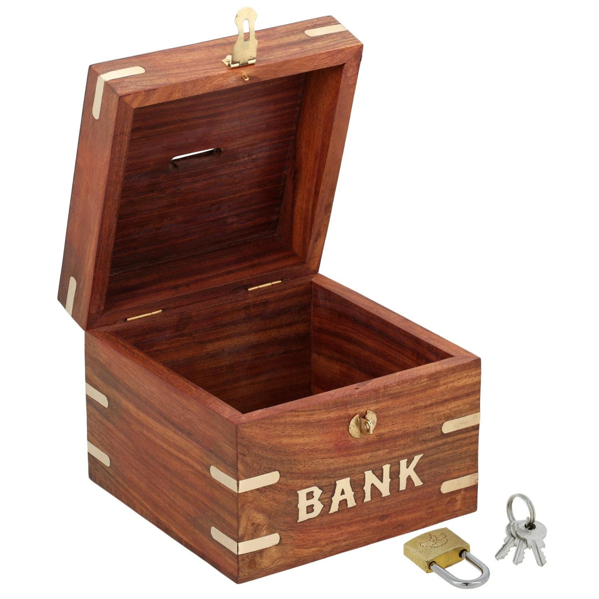 Wooden Money Bank for Home Decor (Handcrafted Square Shape)