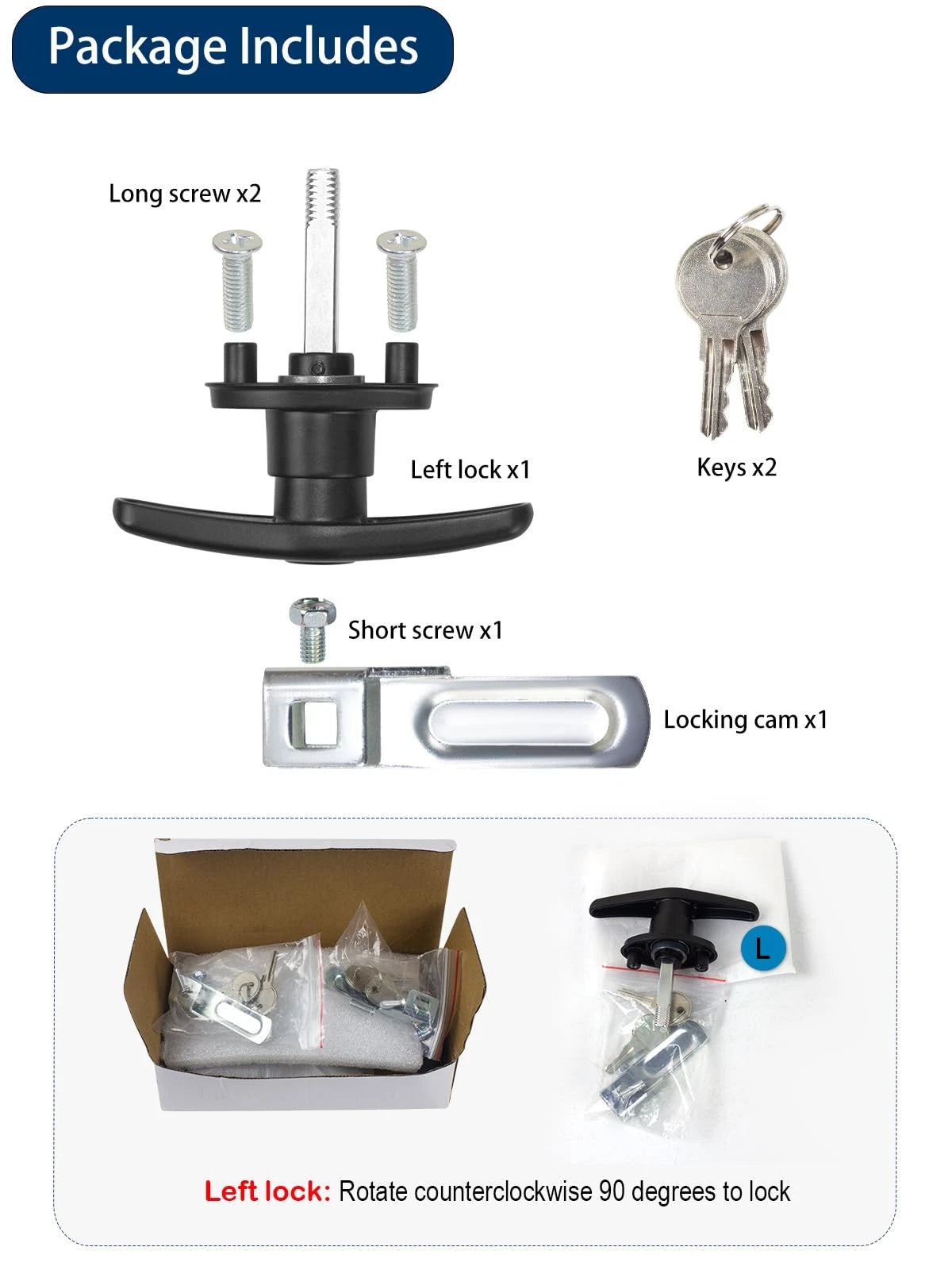 T-Handle Lock Latch Replacement for Truck Cap Camper Shell