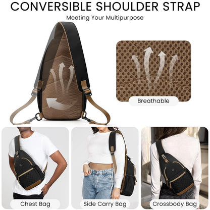 Crossbody Bag for Travel - Black Medium Chest Bag