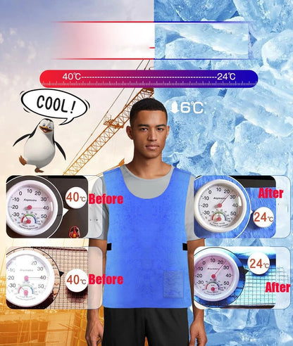 Cooling Vest for Men and Women - Adjustable Cold Sports, Large, Blue