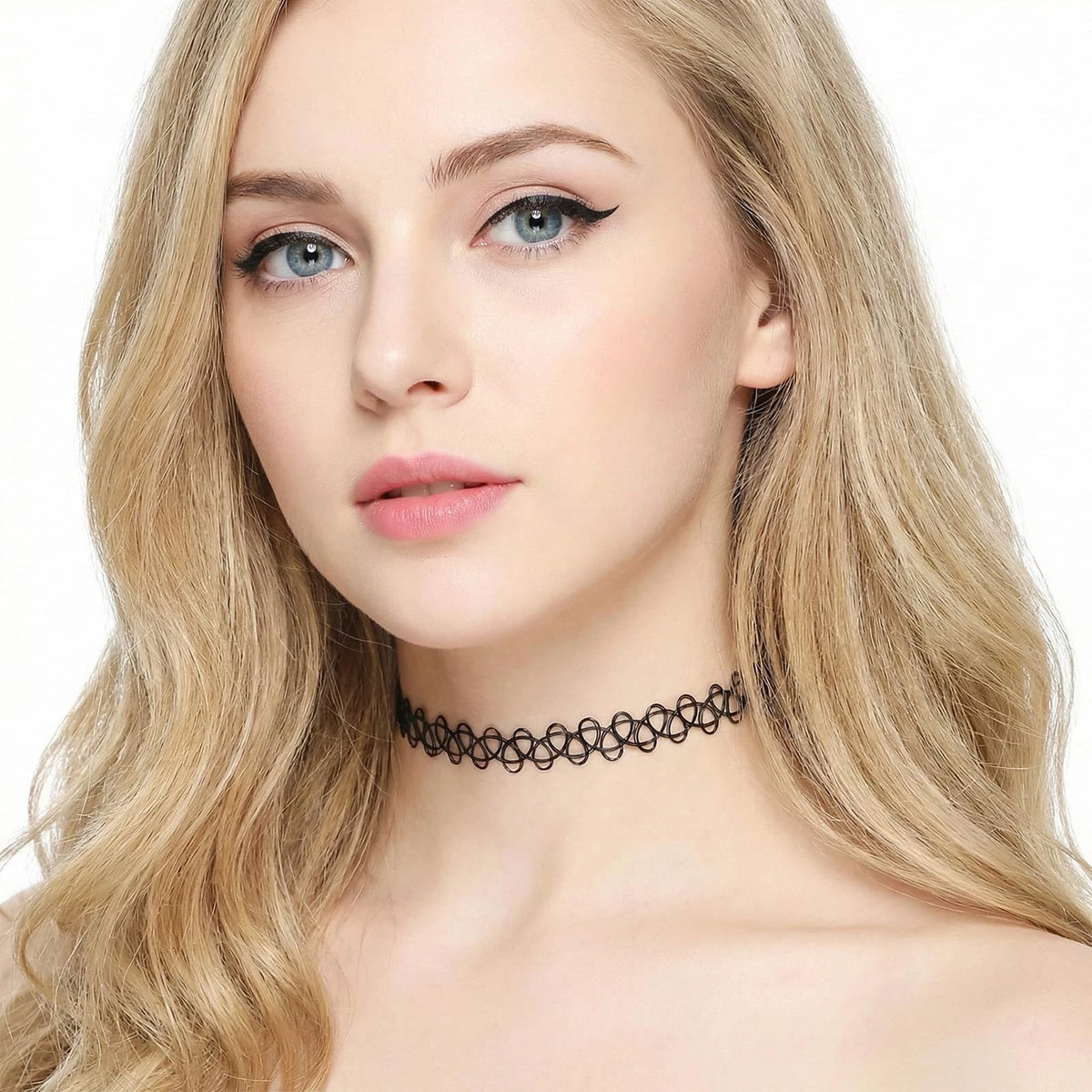 9Pcs Tattoo Choker Necklace, Bracelet & Ring Set for 90s Standard (1990–1999)
