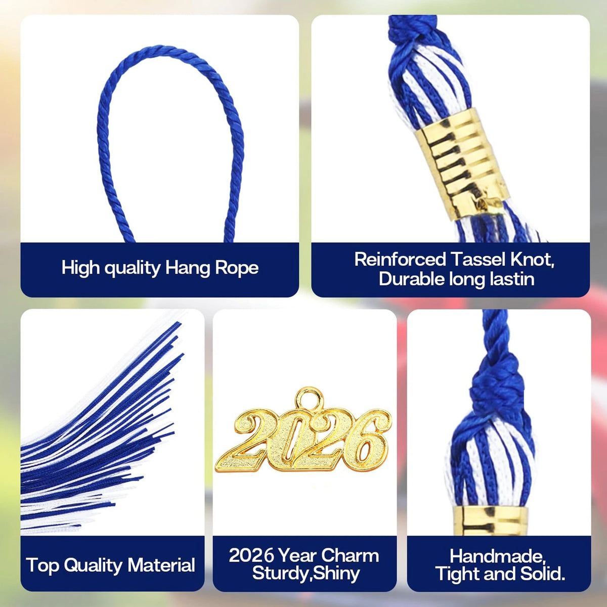 Tassels for Graduation Cap Blue and White (2026)