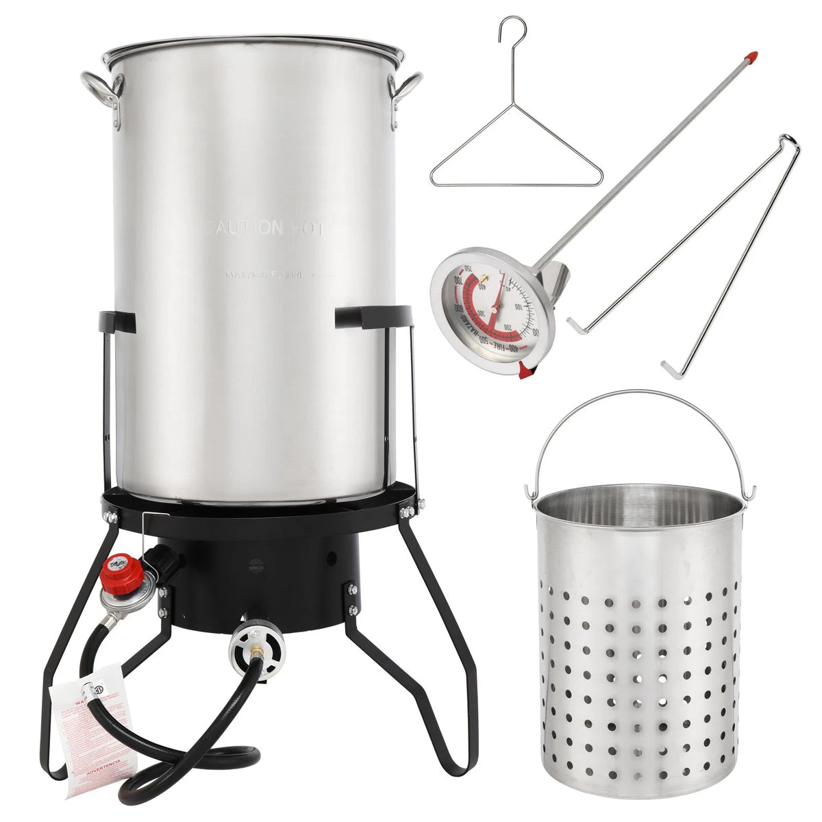 10/50QT Fryer Turkey Pot with Strainer Basket for Camping Picnic