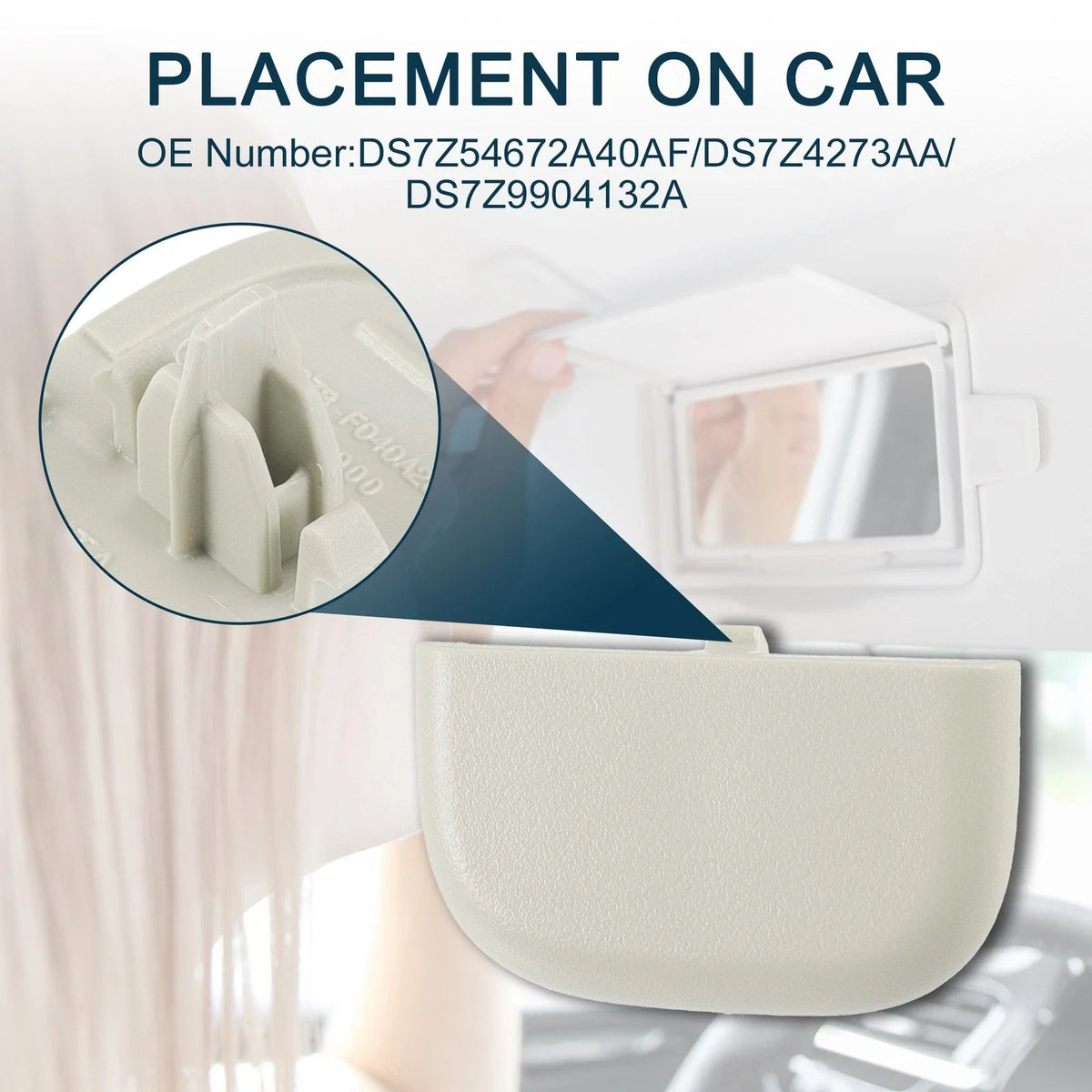 Set of 1 Makeup Mirror Cover Sun Visor Cap Clip for Ford Edge (2015–2023)