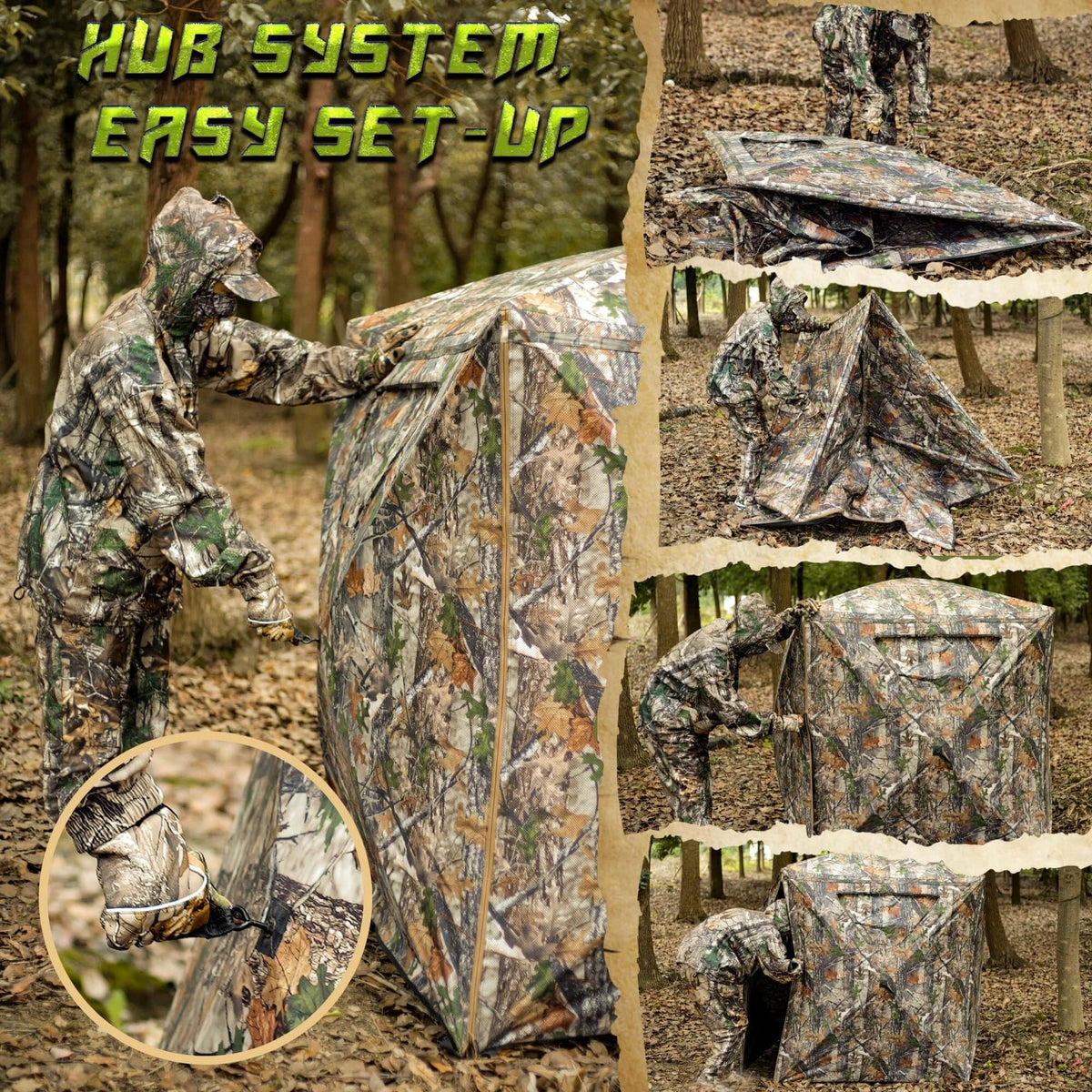 2X Hunting Blind for 2 Person Pop Up Blinds 360 Degree See