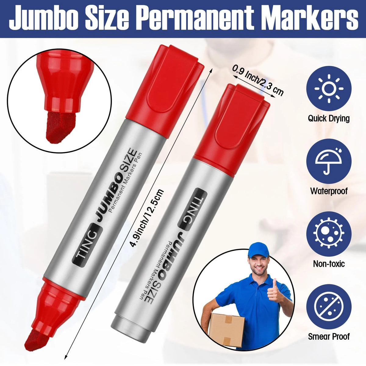 16 Pcs Jumbo Size 12mm Wide Permanent for Automotive