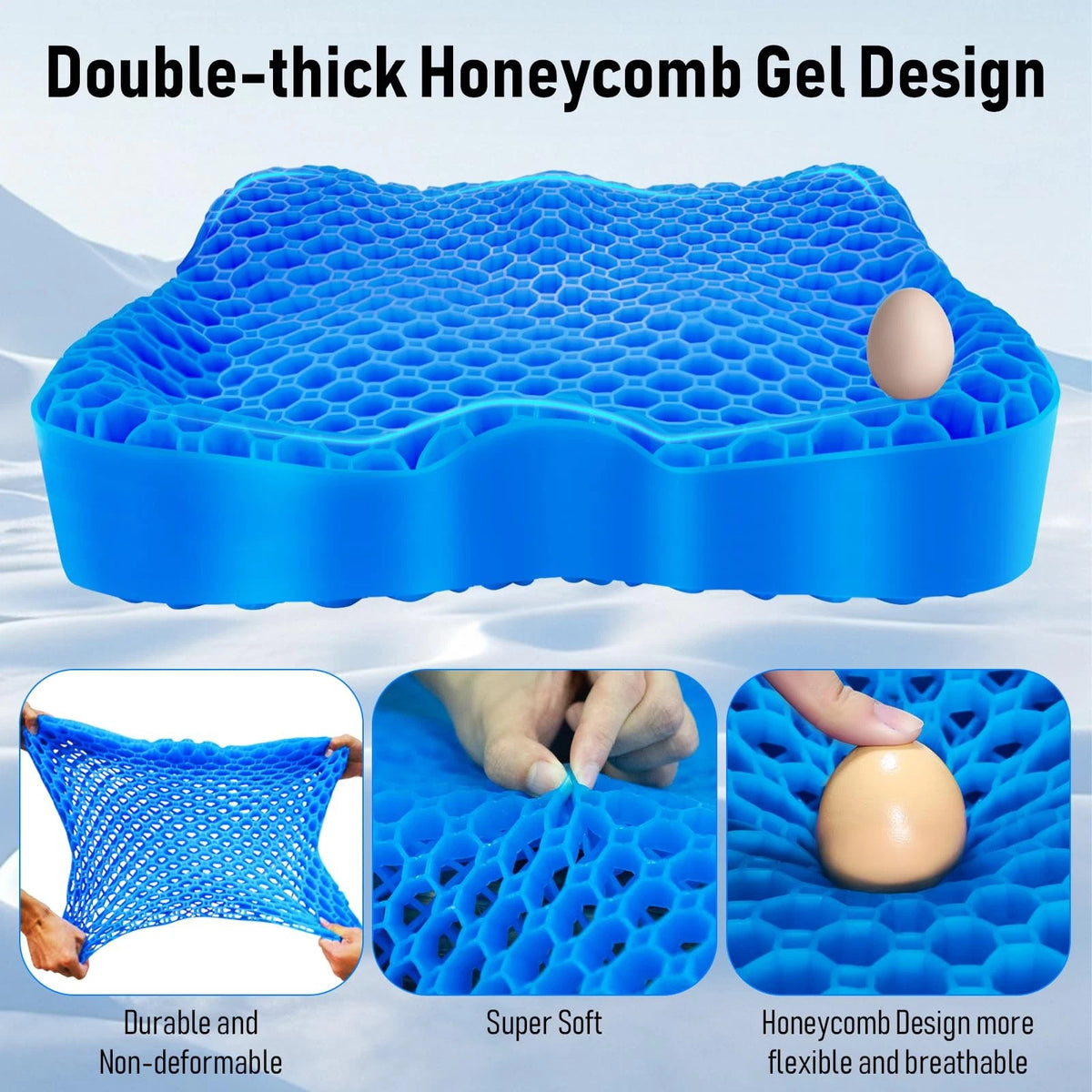 Cooling Gel Seat Cushion for Cars (Breathable Honeycomb Design)