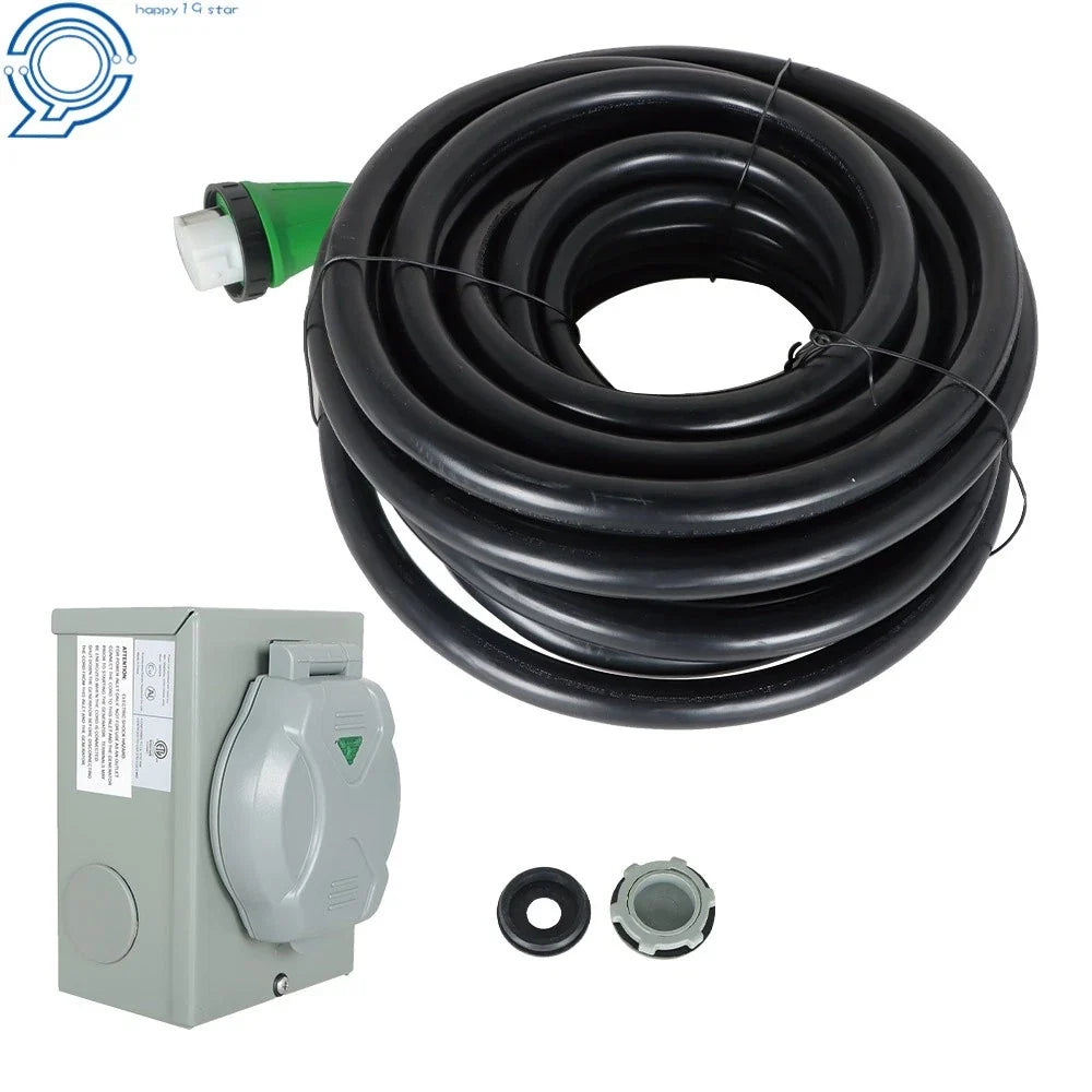 50 Amp Generator Cord & Power Inlet Box for NEMA 14-50P/SS2-50R