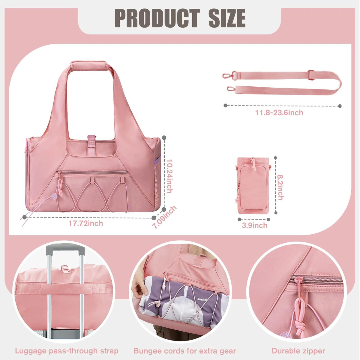 Waterproof Lightweight Gym Bag for Women (Pink)