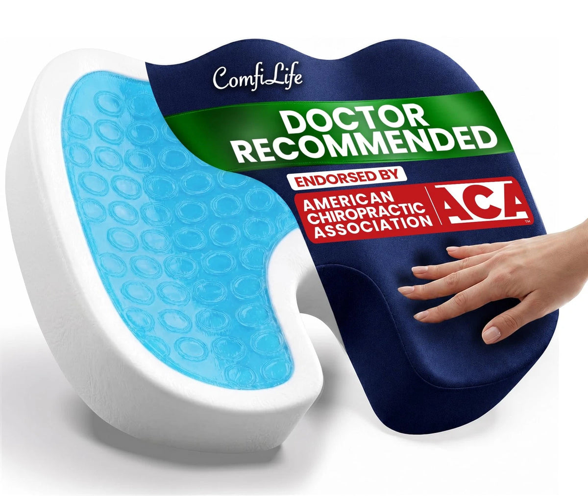 ComfiLife Gel Enhanced Seat Cushion for Office Chair (Large, Navy Blue)