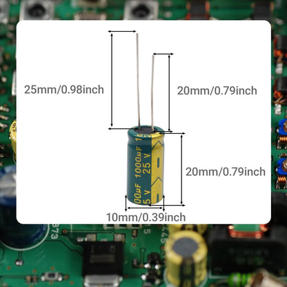 20Pcs 25V 1000uF Aluminum Electrolytic Capacitors 10x20MM