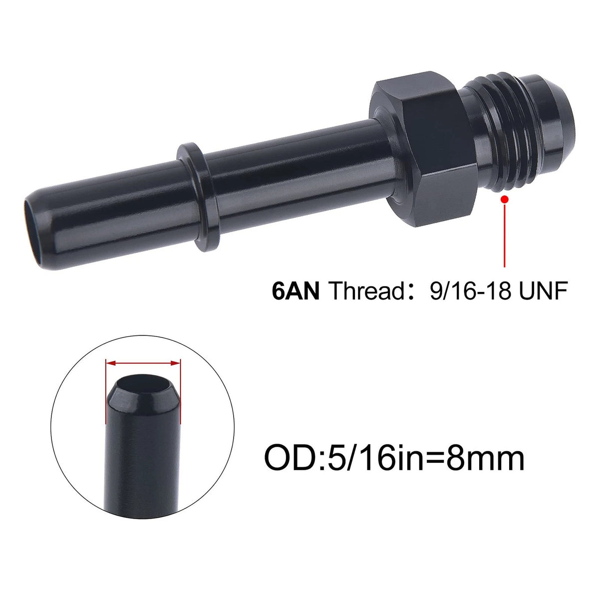 6AN Male to 5/16" SAE Quick Connector for Automotive Applications