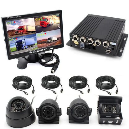 DVR Video Recorder & 7" Monitor with CCD Front Rear Camera for Truck Van Bus Car