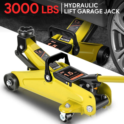 1.5 Ton Hydraulic Floor Jack 3000lbs Capacity with Swivel Caster