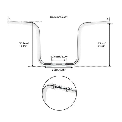 Chrome 14" Rise Ape Hanger Handlebar for Harley Custom Sportster XL