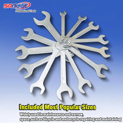 13-Piece Metric Super-Thin Open End Wrench Set (7mm to 24mm)