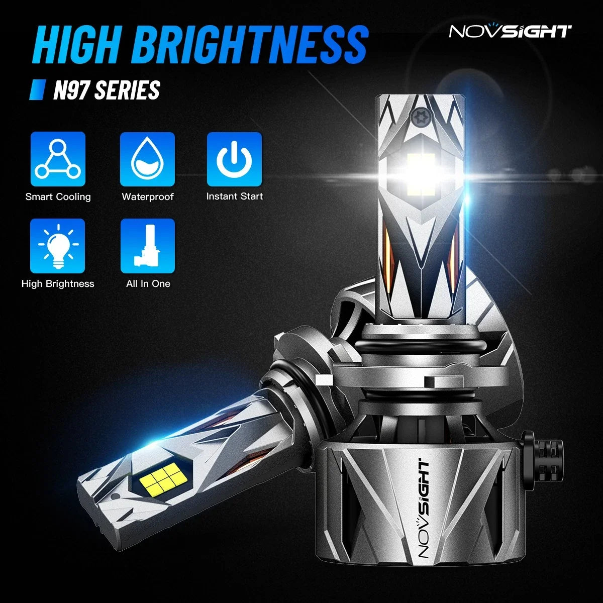 Set of 4 NOVSIGHT 9005 + 9006 LED Headlight Bulbs 6500K 60000LM for