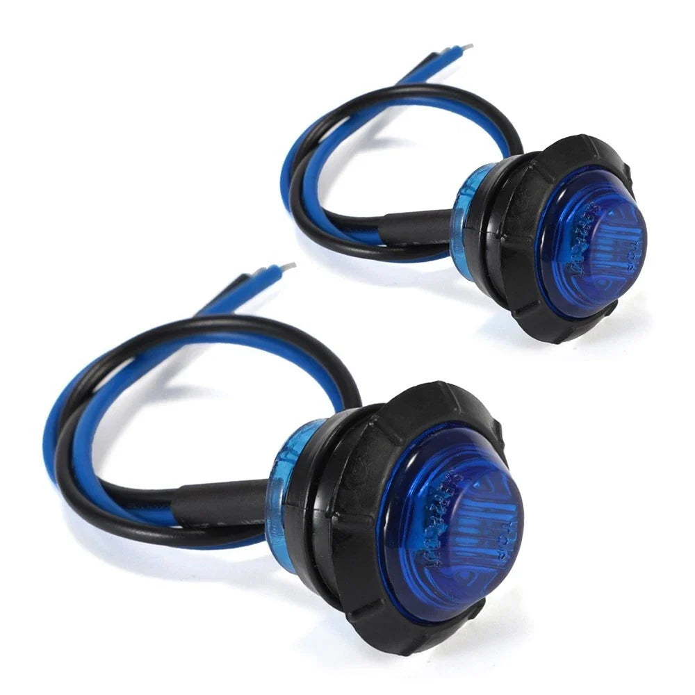 10X LED Marker Lights for Truck Trailer (Round, Blue, Waterproof)