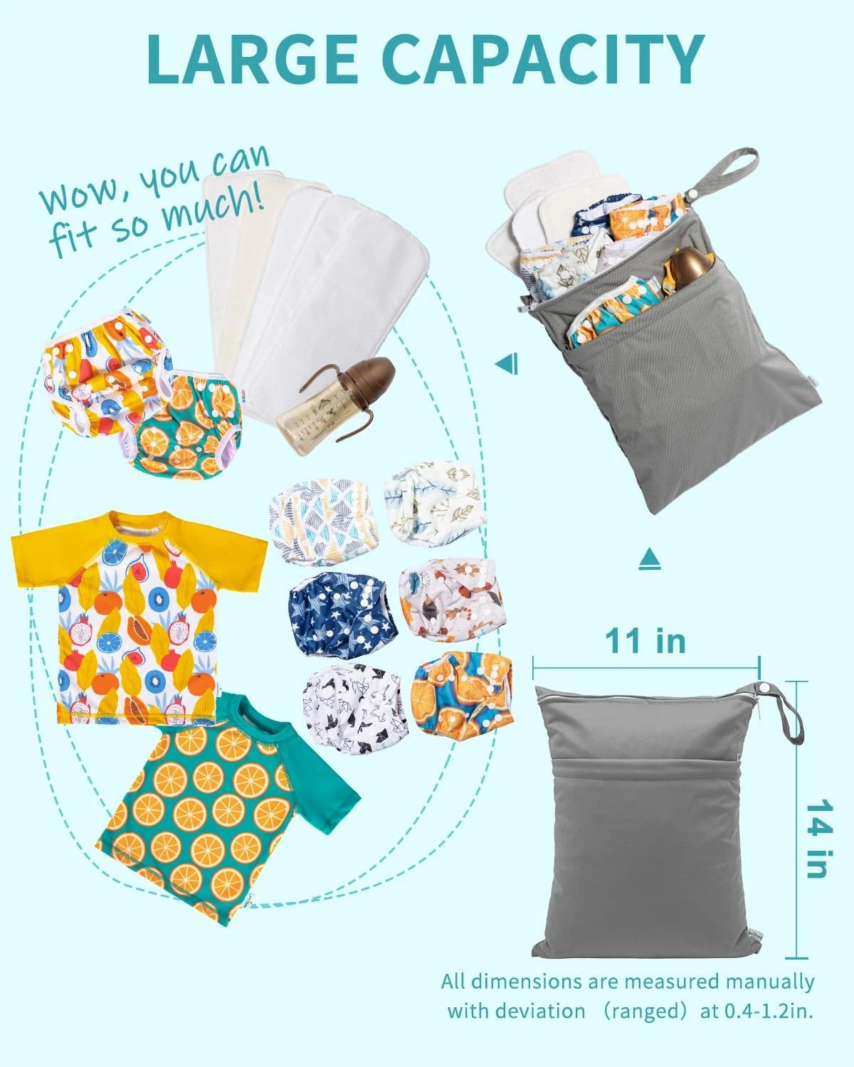 3 Pack Wet Dry Bags for Babygoal (Medium)