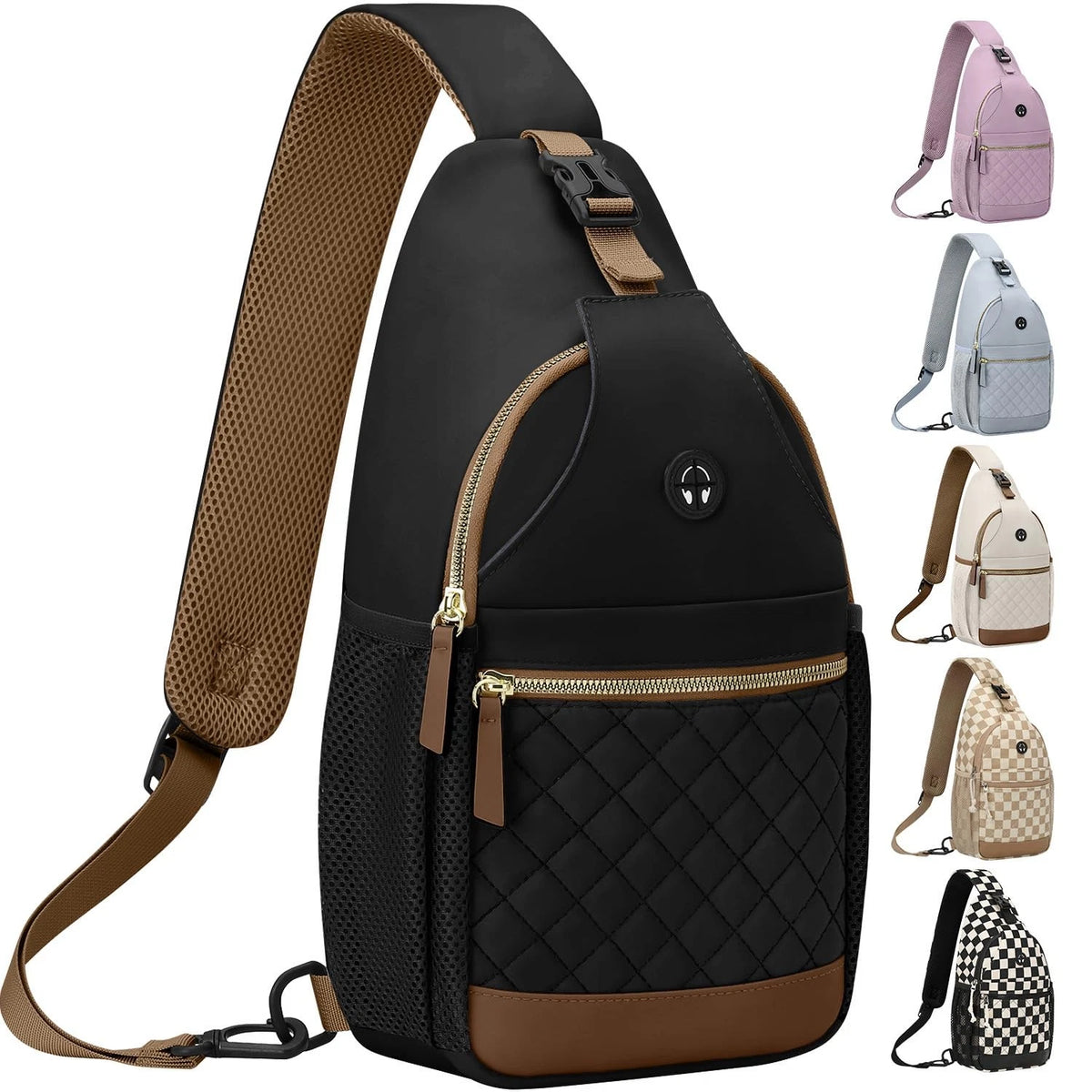 Crossbody Bag for Travel - Black Medium Chest Bag