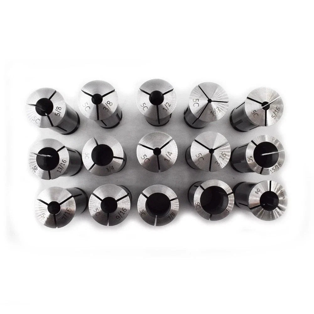 15 Pc Round Collet Set for Lathe (1/8" to 1")